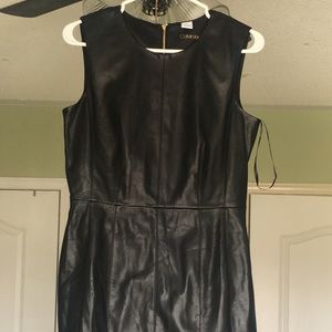 Calvin Klein Black Leather Faux Dress mid length